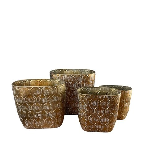 DKNC - Plantenbak Yasmine - Metaal - 36.5x19x36cm - Set van 4 - Goud