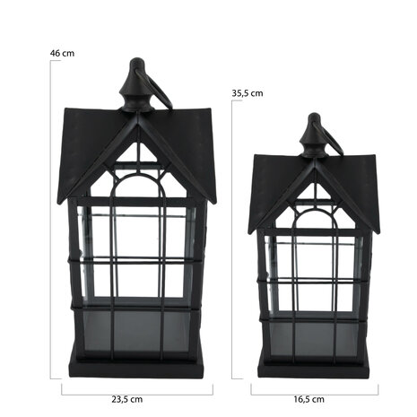 DKNC - Lantaarn Baris - Metaal - 23.5x23.5x46cm - Zwart