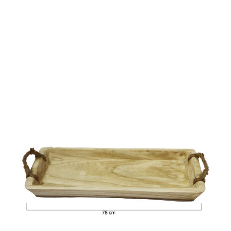 DKNC - Dienblad Kambut - Paulownia hout - 78x32x8cm - Beige