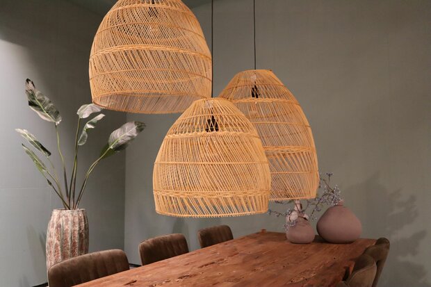 DKNC - Hanglamp Rotan - 68x68x76cm - Set van 3 - Natuurlijk