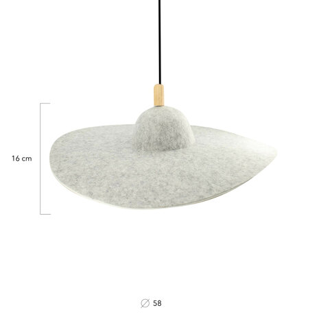 DKNC - Hanglamp Ely - 58x58x16cm - Grijs  