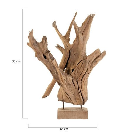 DKNC - Teakhout ornament op standaard Hannah - 35x20x65cm - Natuurlijk