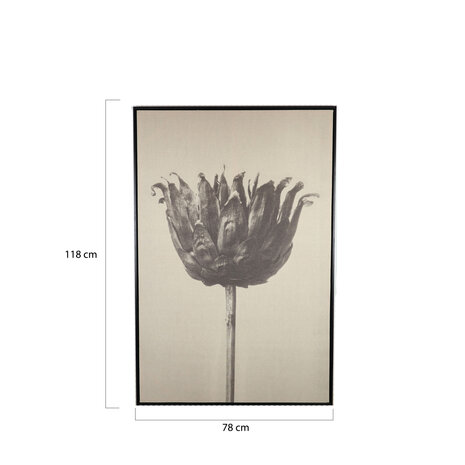 DKNC - Wanddecoratie bloemen Rosa - Linen - 78x118x3.5cm - Zwart