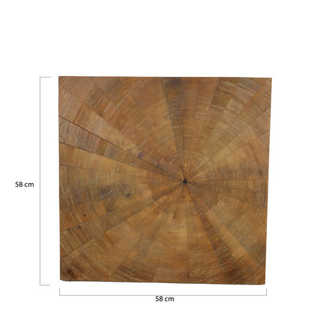 DKNC - Wanddecoratie Siena - Hout - 58x58x3cm - Bruin