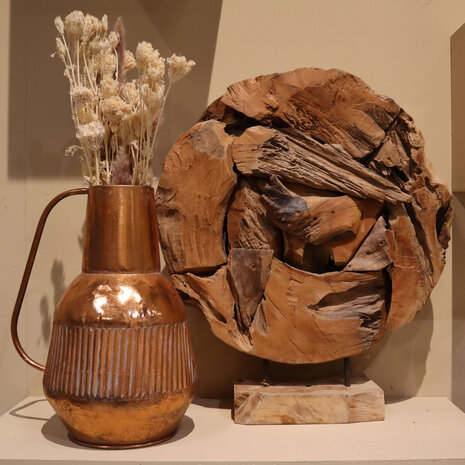 DKNC - Erosiehout rond op standaard Lauren - 50x23x59cm - Bruin