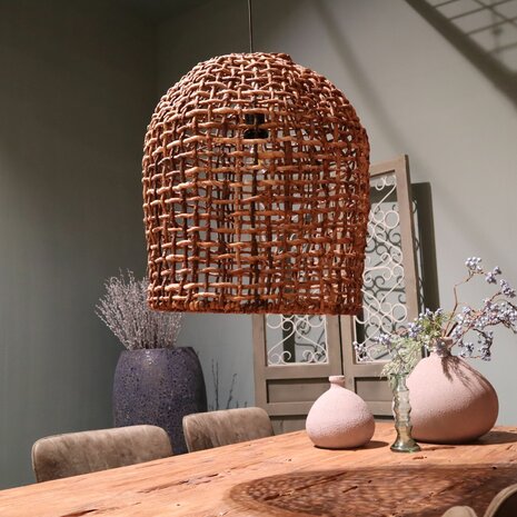 DKNC - Hanglamp Hanoi - Bananenblad - 46x46x56cm - Bruin