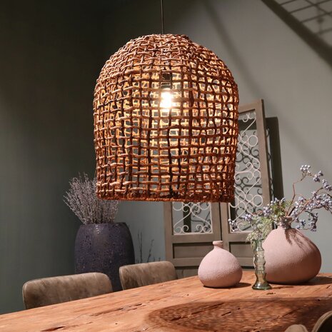 DKNC - Hanglamp Hanoi - Bananenblad - 46x46x56cm - Bruin