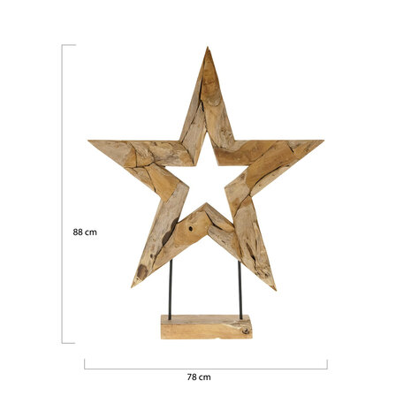 DKNC - Ster op voet Manchester - Teakhout - 78x15x88cm - Bruin
