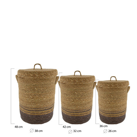 DKNC - Mand Gradara - 38x38x48 cm - Set van 3 - Grijs