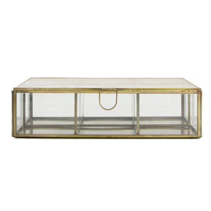 Dijk Natural Collections - Box metal with glass 25x17x6.5cm - Goud Dijk Natural Collections - Box metal with glass 25x17x6.5cm - Goud