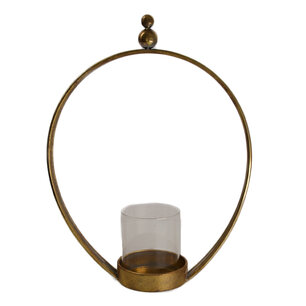 Dijk Natural Collections - Candle holder metal with glass 32.5x9x55.5cm - Goud Dijk Natural Collections - Candle holder metal with glass 32.5x9x55.5cm - Goud
