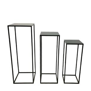 DKNC - Bijzettafel metaal - 27x27x77cm - Set van 3 - Zwart DKNC - Bijzettafel metaal - 27x27x77cm - Set van 3 - Zwart