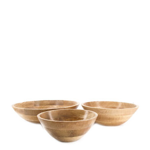 DKNC - Kom mango hout - 38x10 cm - Set van 3 - Natuurlijk DKNC - Kom mango hout - 38x10 cm - Set van 3 - Natuurlijk