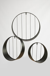 DKNC - Metalen wandrek - Set van 3 - 40x11cm - Zwart DKNC - Metalen wandrek - Set van 3 - 40x11cm - Zwart