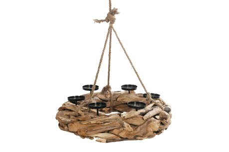 DKNC - Kandelaar Austin - Teakhout - 60x12cm - Bruin DKNC - Kandelaar Austin - Teakhout - 60x12cm - Bruin