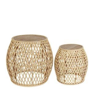 DKNC - Kruk - Bamboe - 57x52cm - Set van 2 - Beige DKNC - Kruk - Bamboe - 57x52cm - Set van 2 - Beige