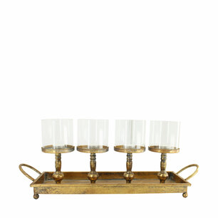 DKNC - Kaarsenhouder - Metaal - 59.5x7.5x15.5 cm - Goud DKNC - Kaarsenhouder - Metaal - 59.5x7.5x15.5 cm - Goud