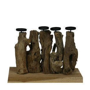 DKNC - Kandelaar - Hout - 58x24.5x40 cm - Bruin DKNC - Kandelaar - Hout - 58x24.5x40 cm - Bruin