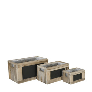 DKNC - Plantenbak - Hout - 40x22x20,5 - Set van 3 - Bruin DKNC - Plantenbak - Hout - 40x22x20,5 - Set van 3 - Bruin