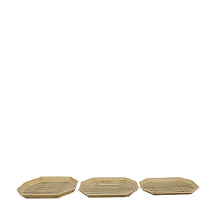 DKNC - Dienblad - Bamboe - 53x38x5cm - Set van 3 - Cream DKNC - Dienblad - Bamboe - 53x38x5cm - Set van 3 - Cream