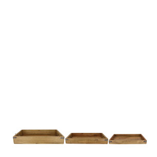 DKNC - Dienblad mahonie hout - 57x37x9cm - Set van 3 - Natuurlijk DKNC - Dienblad mahonie hout - 57x37x9cm - Set van 3 - Natuurlijk