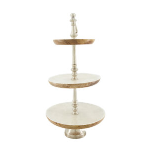 DKNC - Etagere mango hout - 28x28x55cm - Natuurlijk DKNC - Etagere mango hout - 28x28x55cm - Natuurlijk