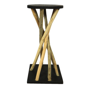 DKNC - Bijzettafel erosie hout - 27x27x58cm - Natuurlijk DKNC - Bijzettafel erosie hout - 27x27x58cm - Natuurlijk
