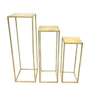 DKNC - Bijzettafel Bruges - Metaal - 37x37x117cm - Set van 3 - Goud DKNC - Bijzettafel Bruges - Metaal - 37x37x117cm - Set van 3 - Goud