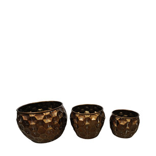 DKNC - Plantenbak - Metaal - 39x30cm - Set van 3 - Bruin DKNC - Plantenbak - Metaal - 39x30cm - Set van 3 - Bruin