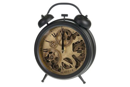 DKNC - Klok - Metaal - 26x8x33.5cm - Zwart DKNC - Klok - Metaal - 26x8x33.5cm - Zwart