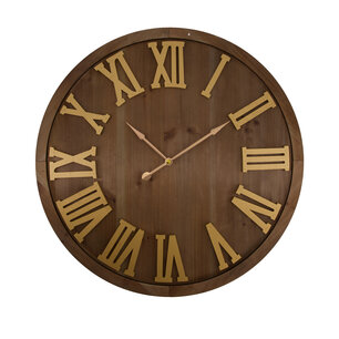 DKNC - Klok - Hout - 60x4.3 cm - Bruin DKNC - Klok - Hout - 60x4.3 cm - Bruin