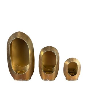 DKNC - Kaarsenhouder - Metaal - 28x16.5x50cm - Set van 3 - Goud DKNC - Kaarsenhouder - Metaal - 28x16.5x50cm - Set van 3 - Goud