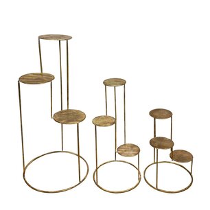 DKNC - Bijzettafel Durango - Metaal - 37.5x37.5x78cm - Set van 3 - Goud DKNC - Bijzettafel Durango - Metaal - 37.5x37.5x78cm - Set van 3 - Goud