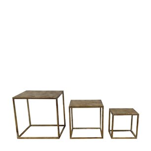 DKNC - Bijzettafel Bruges - Metaal - 28x28x28cm - Set van 3 - Goud DKNC - Bijzettafel Bruges - Metaal - 28x28x28cm - Set van 3 - Goud