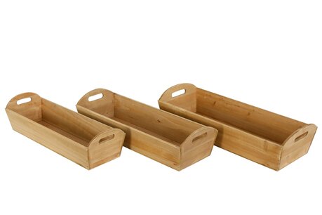 DKNC - Plantenbak Forli - Hout - 57x23x14 cm - Set van 3 - Bruin DKNC - Plantenbak Forli - Hout - 57x23x14 cm - Set van 3 - Bruin