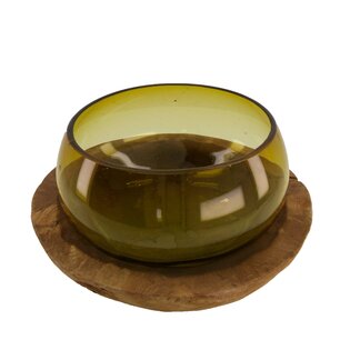 DKNC - Decoratieve schaal Tomar - Hout met Glas - 30x30x17 cm - Bruin DKNC - Decoratieve schaal Tomar - Hout met Glas - 30x30x17 cm - Bruin