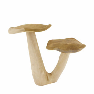DKNC - Decoratie paddenstoel Megan - Teak hout - 42x26x39cm - Bruin DKNC - Decoratie paddenstoel Megan - Teak hout - 42x26x39cm - Bruin