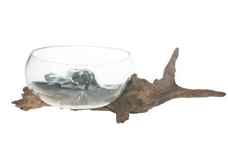 DKNC - Decoratief beeld Mallawi - Glas met hout - 65x30x23cm - Bruin DKNC - Decoratief beeld Mallawi - Glas met hout - 65x30x23cm - Bruin