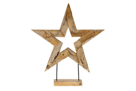 DKNC - Ster op voet Manchester - Teakhout - 78x15x88cm - Bruin DKNC - Ster op voet Manchester - Teakhout - 78x15x88cm - Bruin