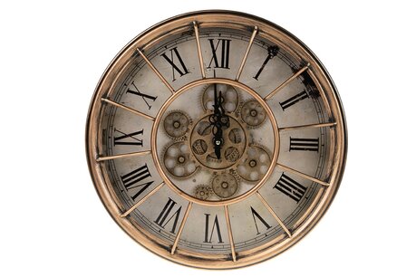 DKNC - Wandklok Russell - Metaal - 46x8cm - Koper DKNC - Wandklok Russell - Metaal - 46x8cm - Koper
