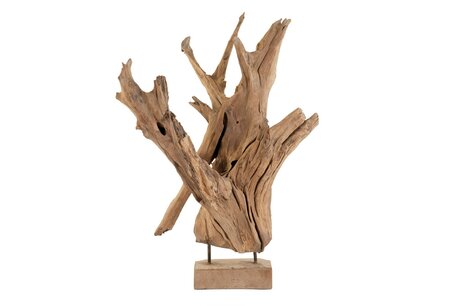 DKNC - Teakhout ornament op standaard Hannah - 35x20x65cm - Natuurlijk DKNC - Teakhout ornament op standaard Hannah - 35x20x65cm - Natuurlijk